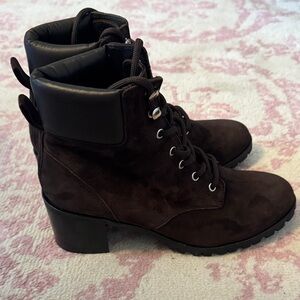 Chic Chocolate Italian Leather Lace-Up Boots for Women
